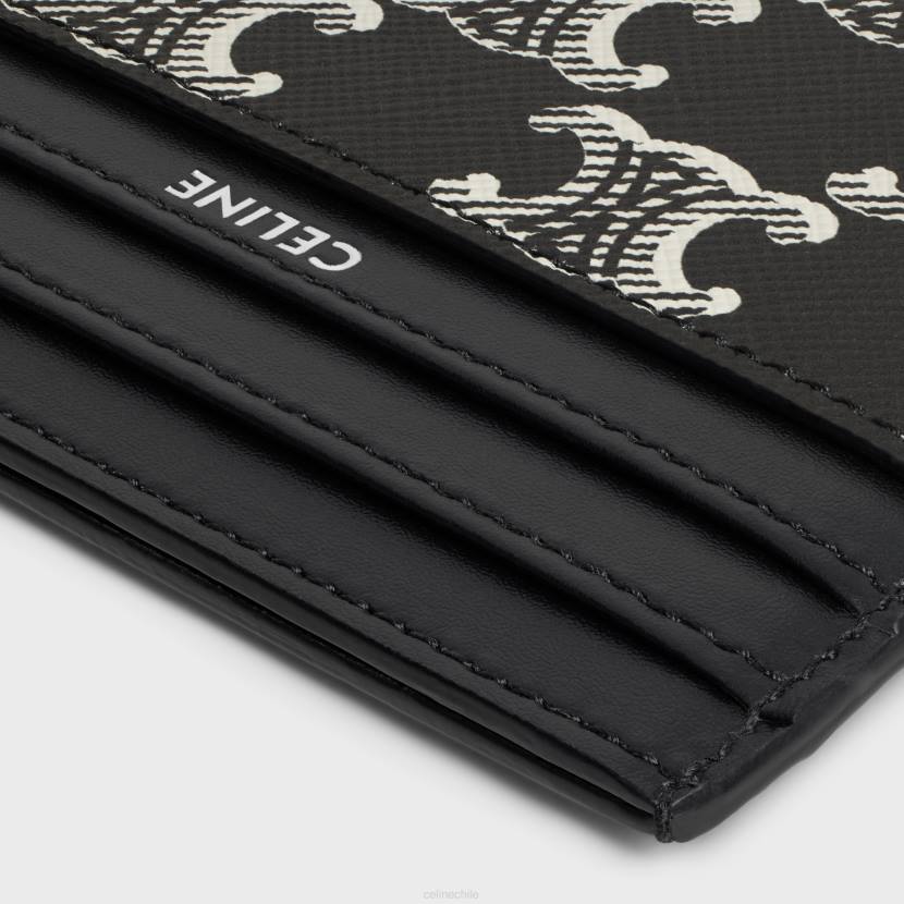 accesorios CELINE tarjetero grande de lona Triomphe bicolor y piel de becerro blanco negro hombres NL482119