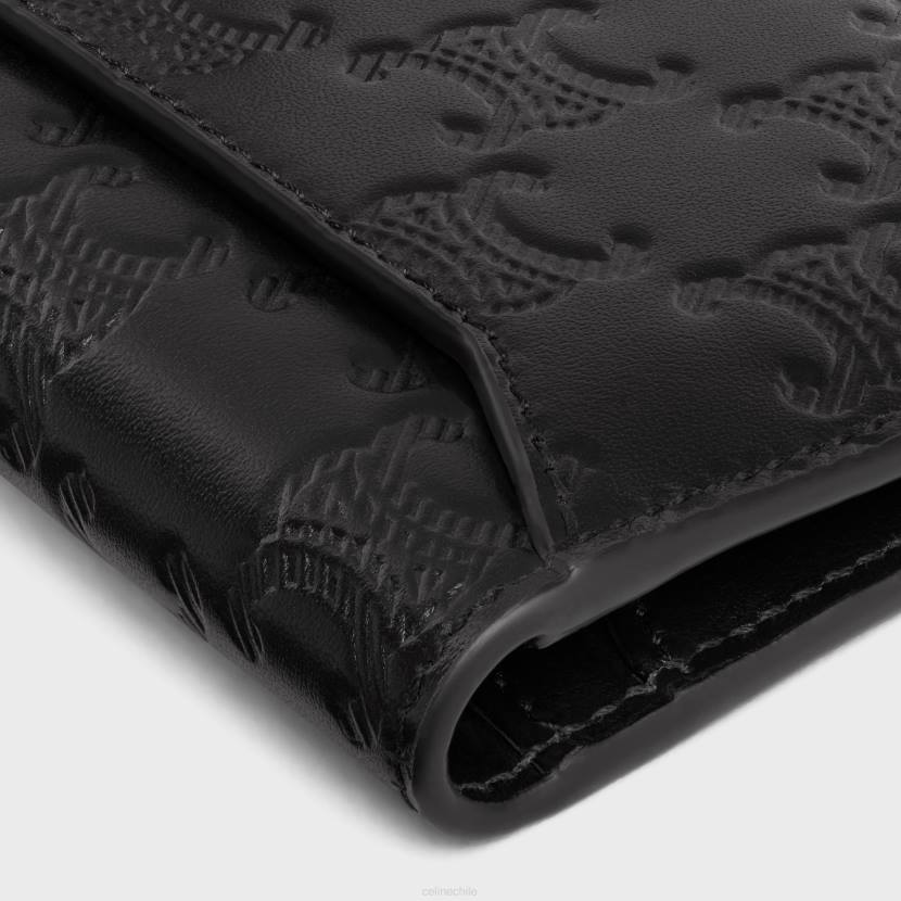 accesorios CELINE tarjetero vertical de piel de becerro con relieve de triunfo negro hombres NL482113