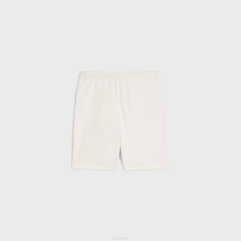 vestir CELINE pantalones cortos bordados en felpa de algodón crema/negro hombres NL482028