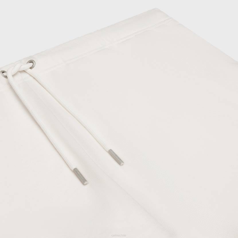 vestir CELINE pantalones cortos bordados en felpa de algodón crema/negro hombres NL482028