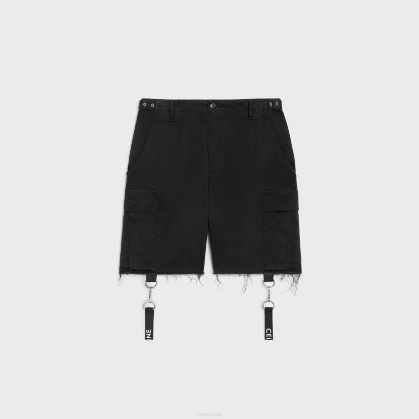 vestir CELINE pantalones cortos con tirantes en algodón negro hombres NL482021