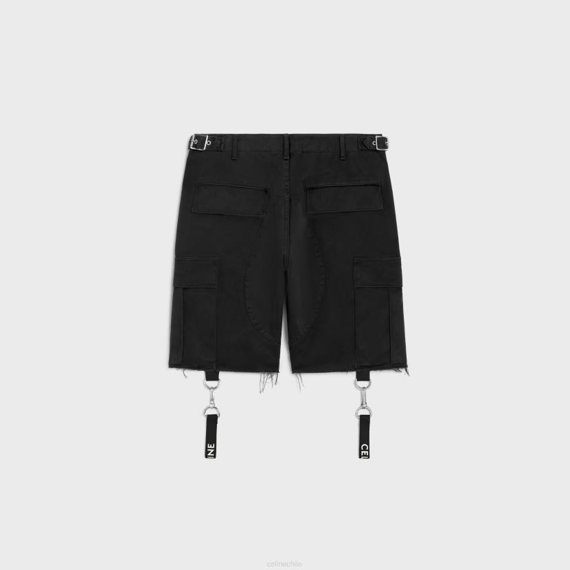 vestir CELINE pantalones cortos con tirantes en algodón negro hombres NL482021