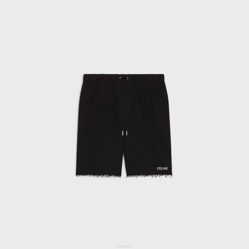 vestir CELINE pantalones cortos de felpa de algodón blanco negro hombres NL482025