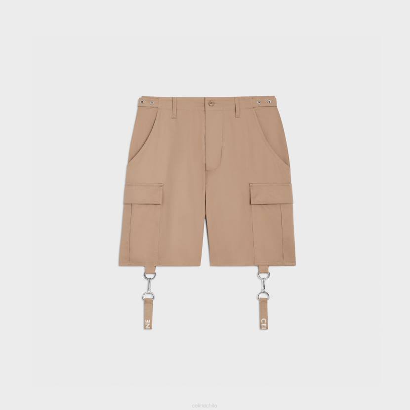 vestir CELINE shorts con tirantes en lino de algodón beige hombres NL482022