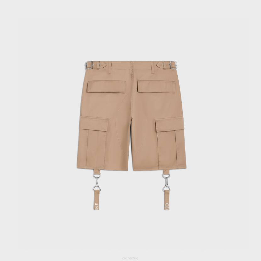 vestir CELINE shorts con tirantes en lino de algodón beige hombres NL482022