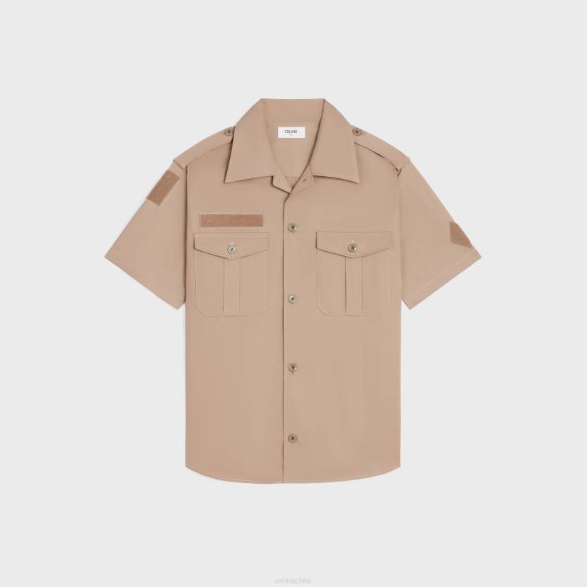 vestir CELINE camisa con velcro en lino de algodón beige hombres NL481924