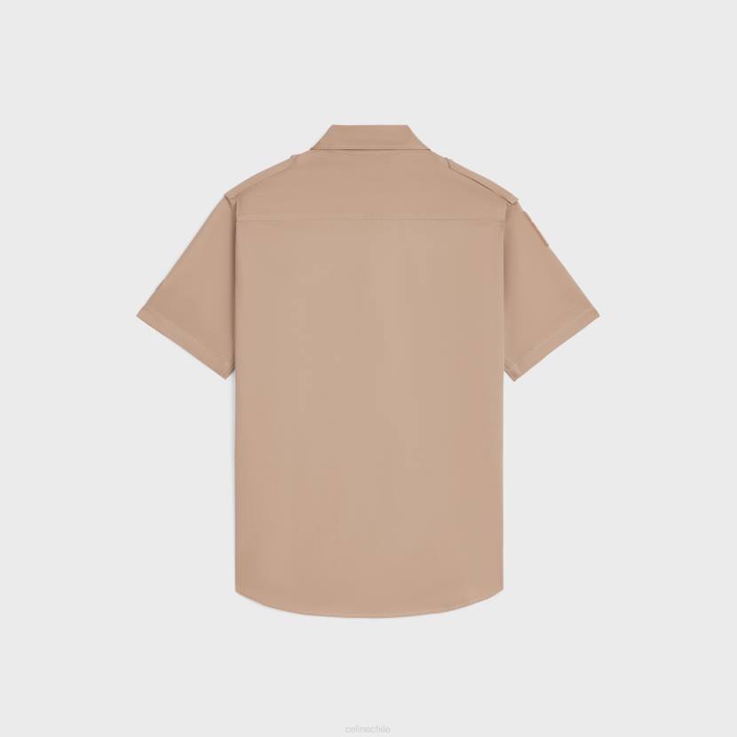vestir CELINE camisa con velcro en lino de algodón beige hombres NL481924