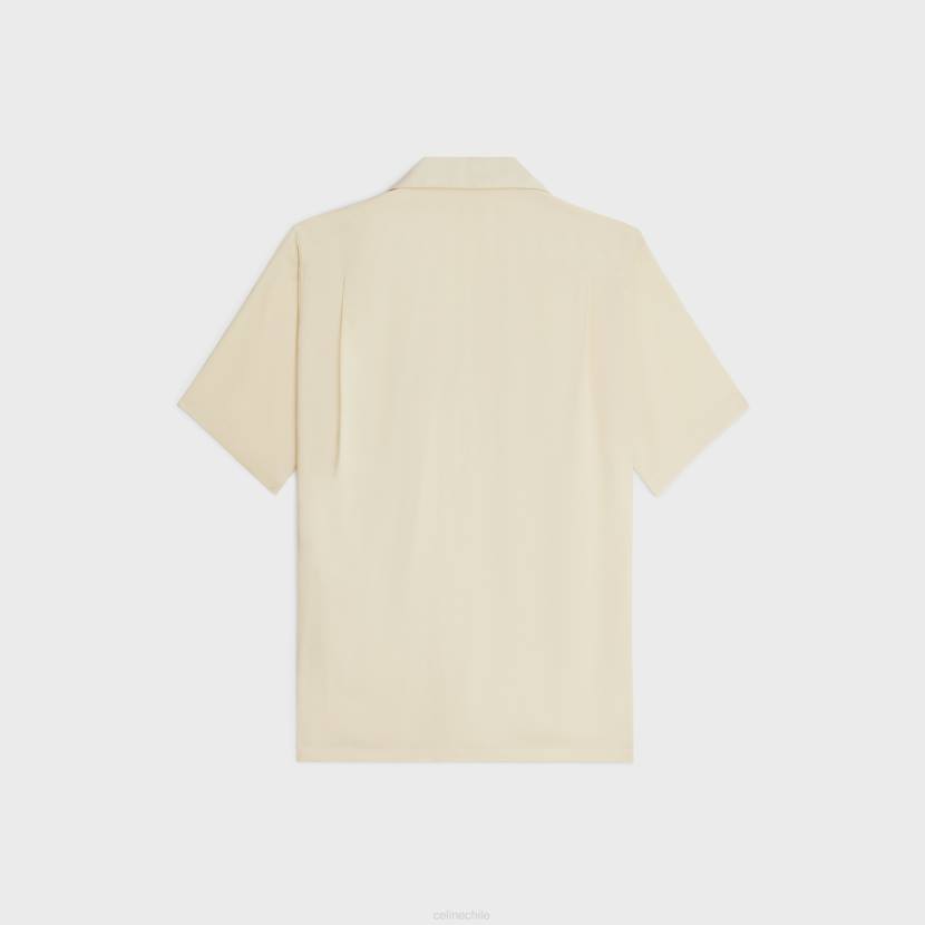 vestir CELINE camisa hawaiana bordada de viscosa beige lechoso hombres NL481923