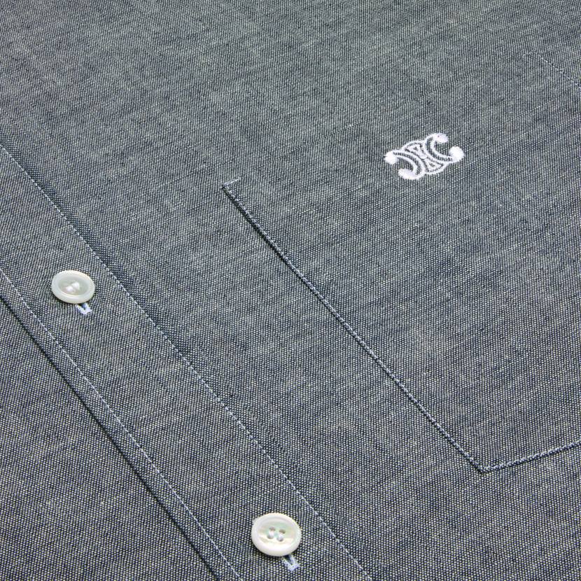 vestir CELINE camisa holgada de algodón cambray claro azul índigo/craie hombres NL481798
