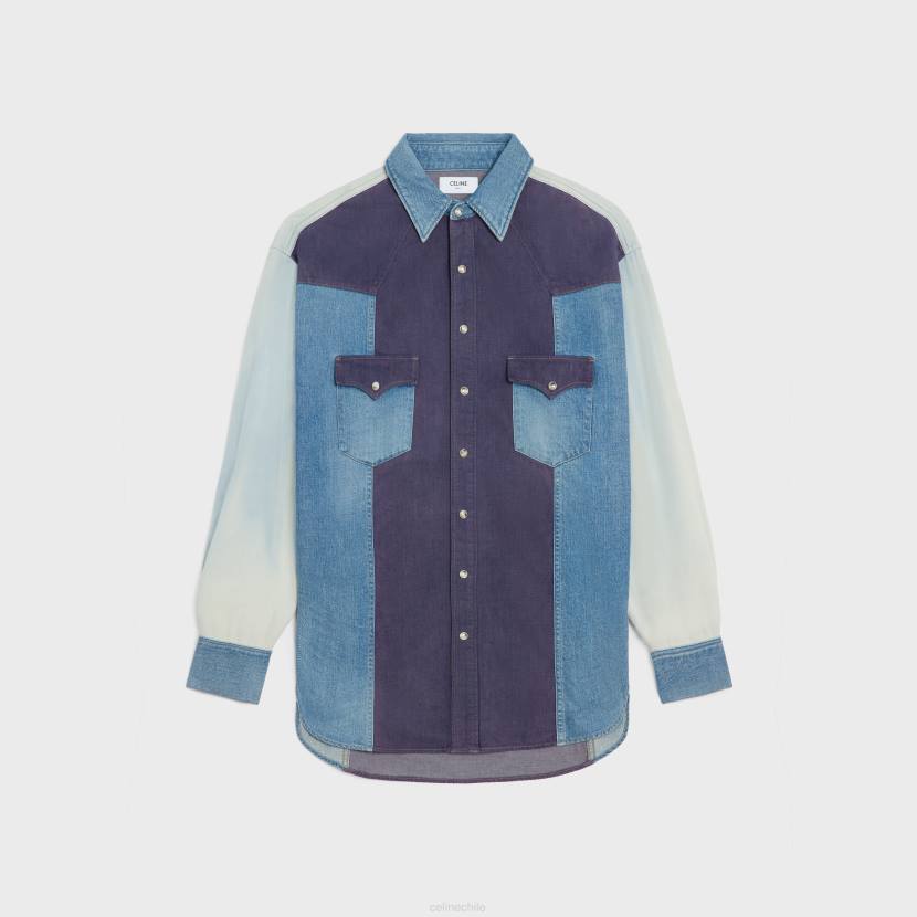 vestir CELINE camisa vaquera vaquera lavado de enfrentamiento hombres NL481991