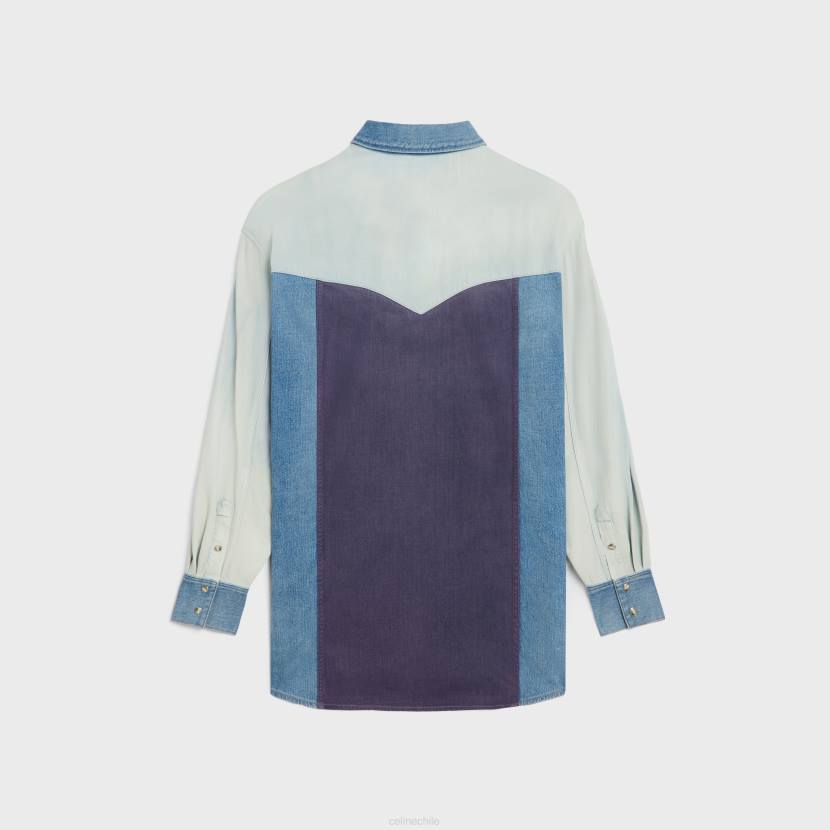 vestir CELINE camisa vaquera vaquera lavado de enfrentamiento hombres NL481991