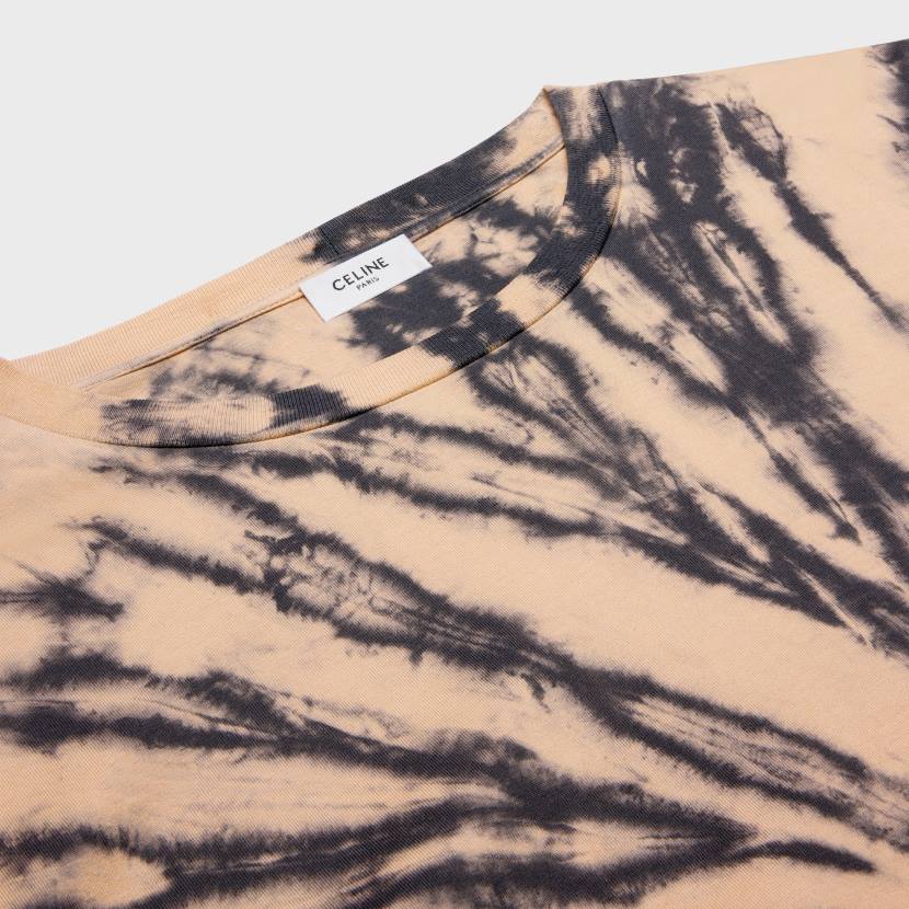 vestir CELINE camiseta holgada de algodón tie-dye gris/beige/negro hombres NL481927