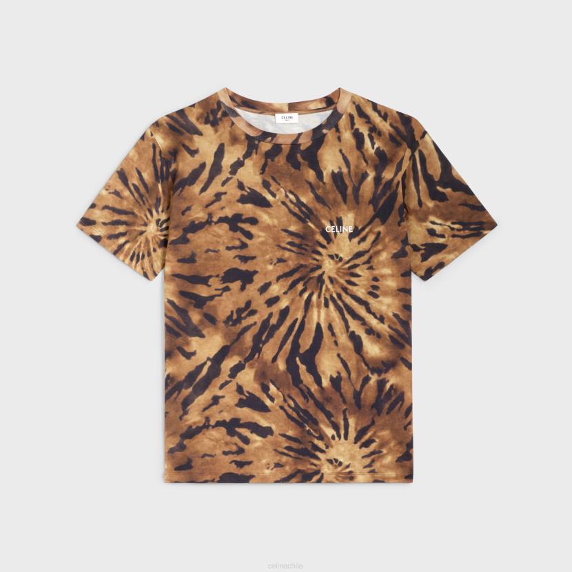 vestir CELINE camiseta holgada de algodón tie-dye marrón/negro/blanco roto hombres NL481926