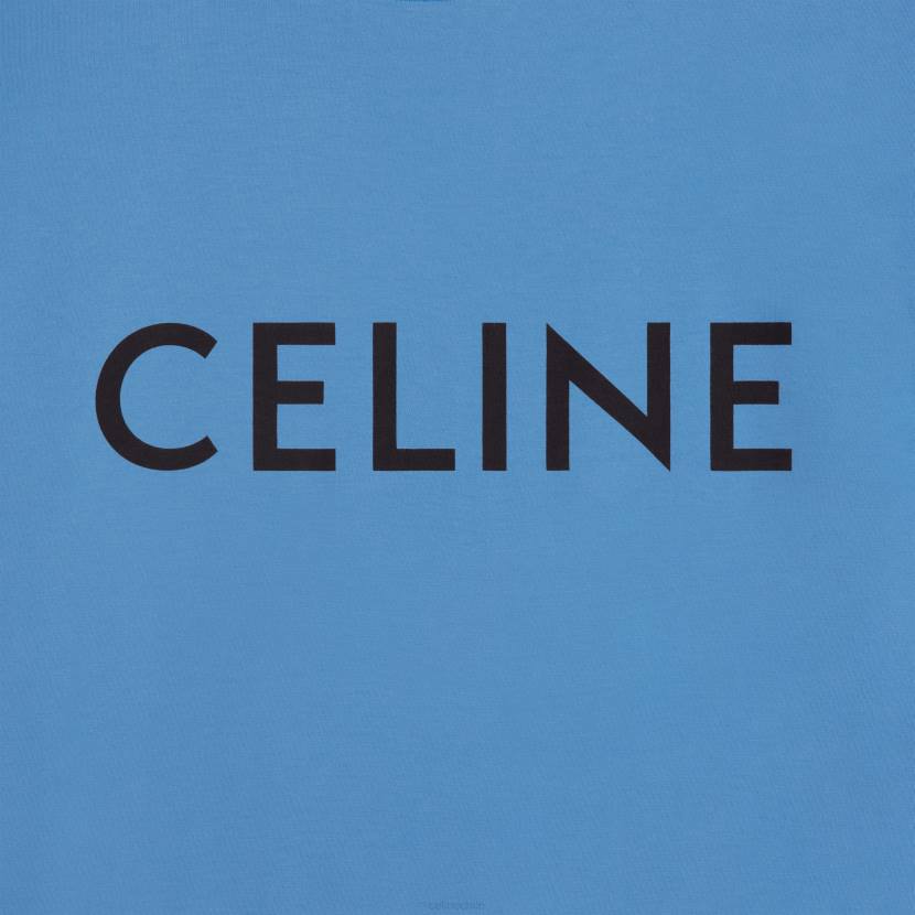 vestir CELINE camiseta holgada de punto de algodón azul sucio/negro hombres NL481816