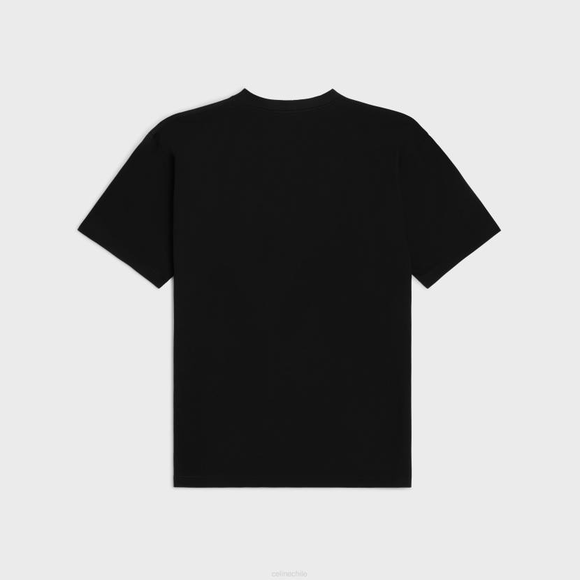 vestir CELINE camiseta holgada de punto de algodón negro/amarillo dorado/blanco apagado hombres NL481815