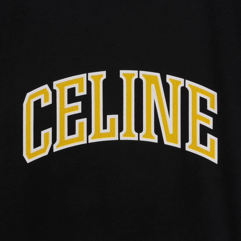 vestir CELINE camiseta holgada de punto de algodón negro/amarillo dorado/blanco apagado hombres NL481815