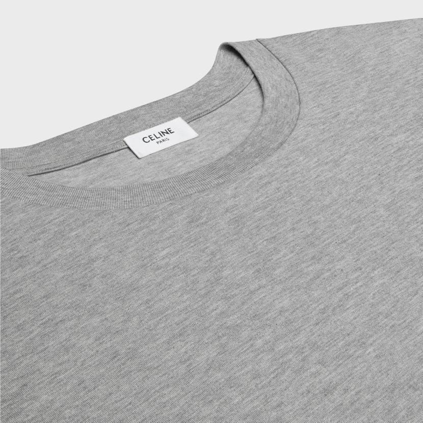 vestir CELINE camiseta holgada triomphe de punto de algodón gris melange/blanco roto hombres NL481820