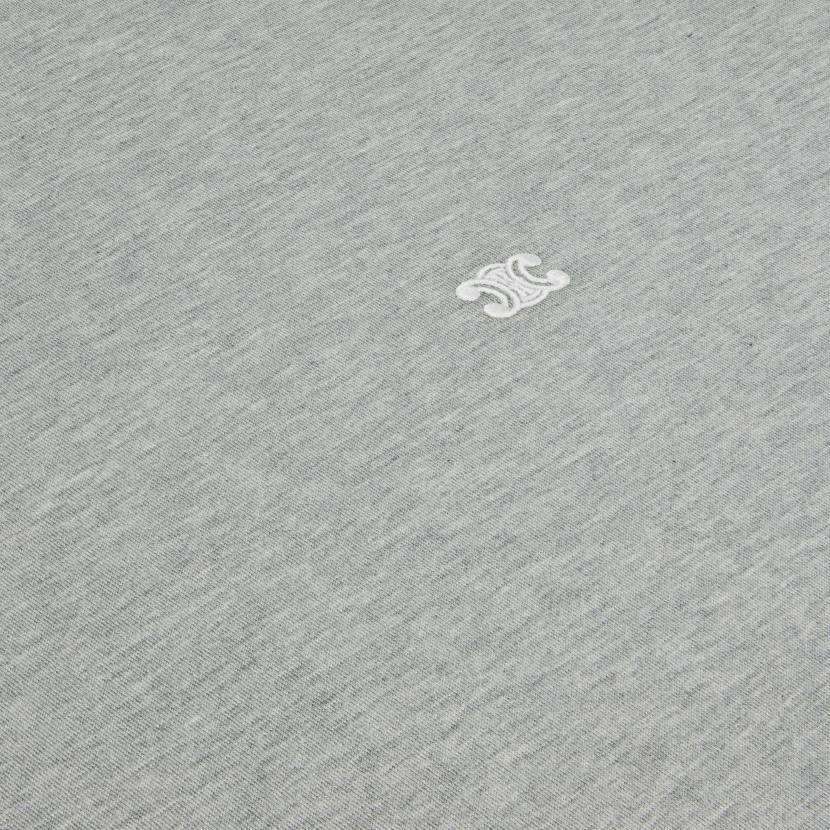 vestir CELINE camiseta holgada triomphe de punto de algodón gris melange/blanco roto hombres NL481820