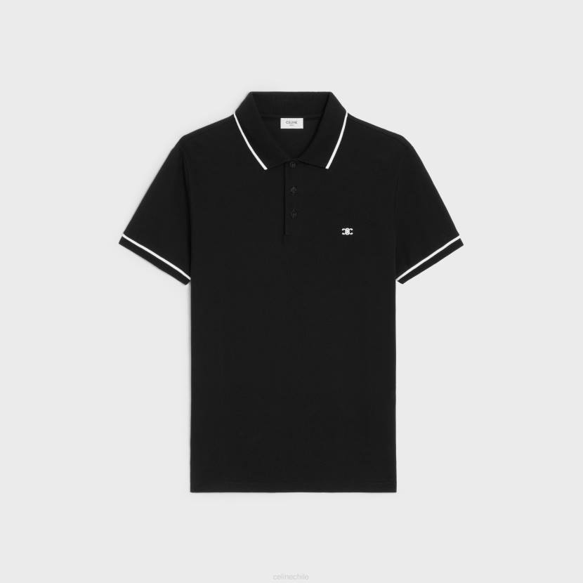 vestir CELINE polo clásico en piqué de algodón blanco negro hombres NL481934