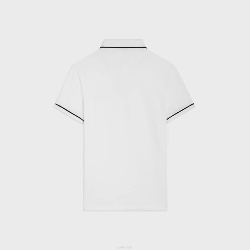 vestir CELINE polo clásico en piqué de algodón blanco roto/negro hombres NL481936
