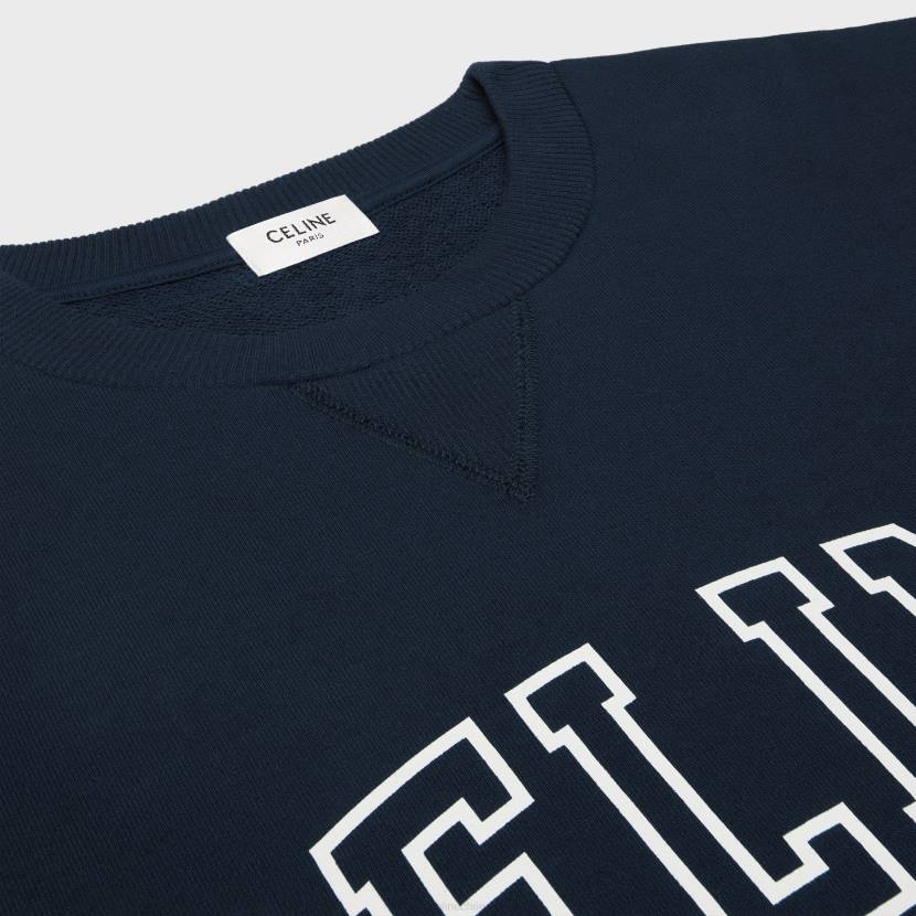 vestir CELINE sudadera holgada de felpa de algodón azul marino/blanco roto hombres NL481811