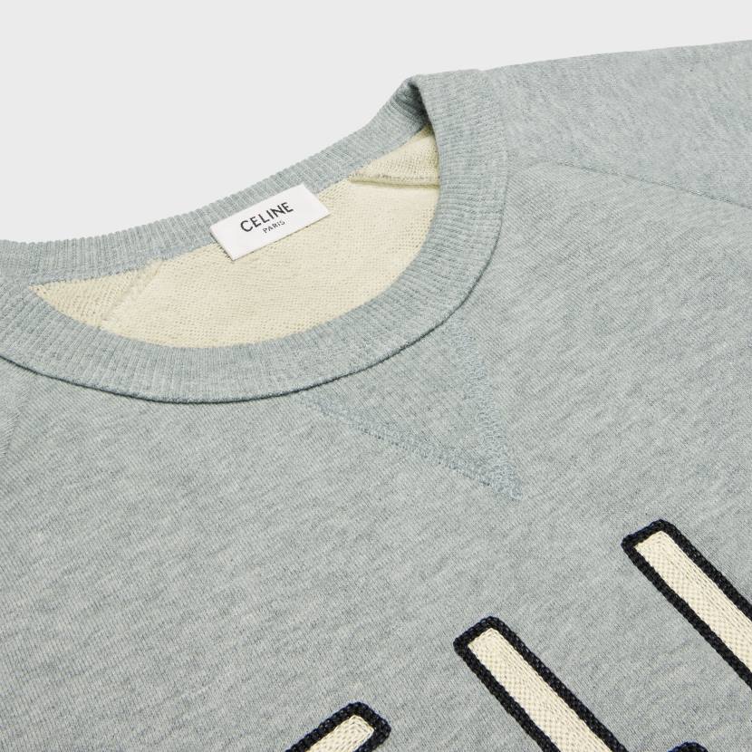 vestir CELINE sudadera holgada paris de felpa de algodón gris jaspeado/crudo/negro hombres NL481949