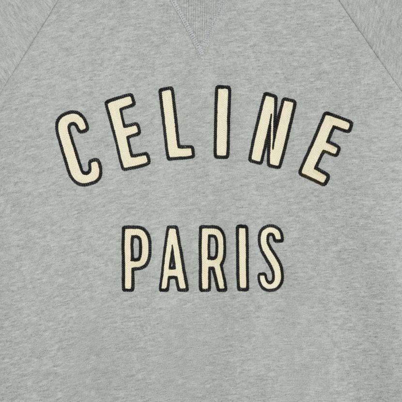 vestir CELINE sudadera holgada paris de felpa de algodón gris jaspeado/crudo/negro hombres NL481949