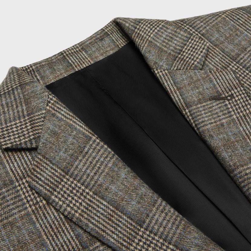 vestir CELINE Chaqueta Carnaby con chaqueta de franela Príncipe de Gales marfil/gris/tofee hombres NL481879