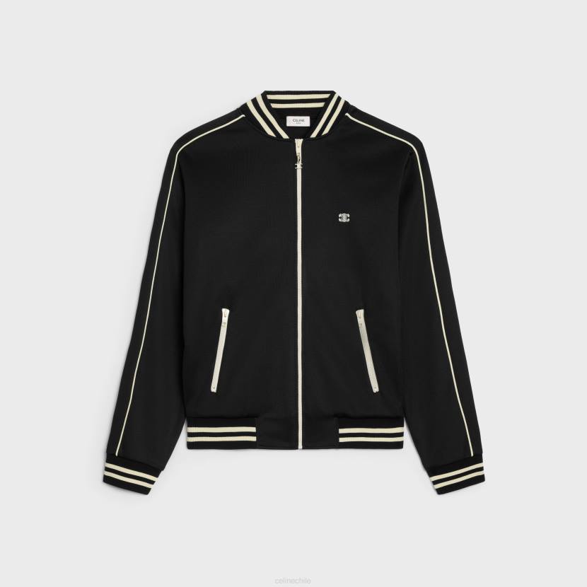 vestir CELINE Chaqueta de peluche Triomphe de punto de doble cara. blanco negro hombres NL481848