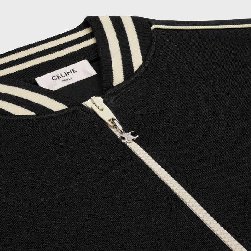 vestir CELINE Chaqueta de peluche Triomphe de punto de doble cara. blanco negro hombres NL481848