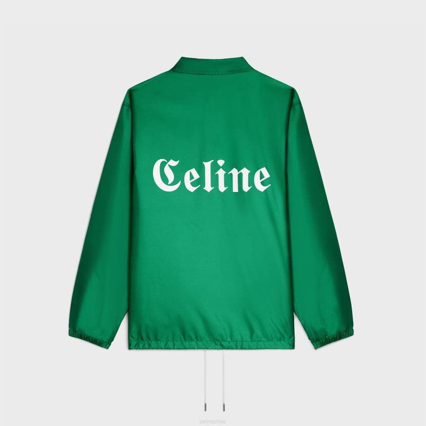 vestir CELINE Chaqueta larga estilo entrenador de nailon ligero verde hombres NL481851