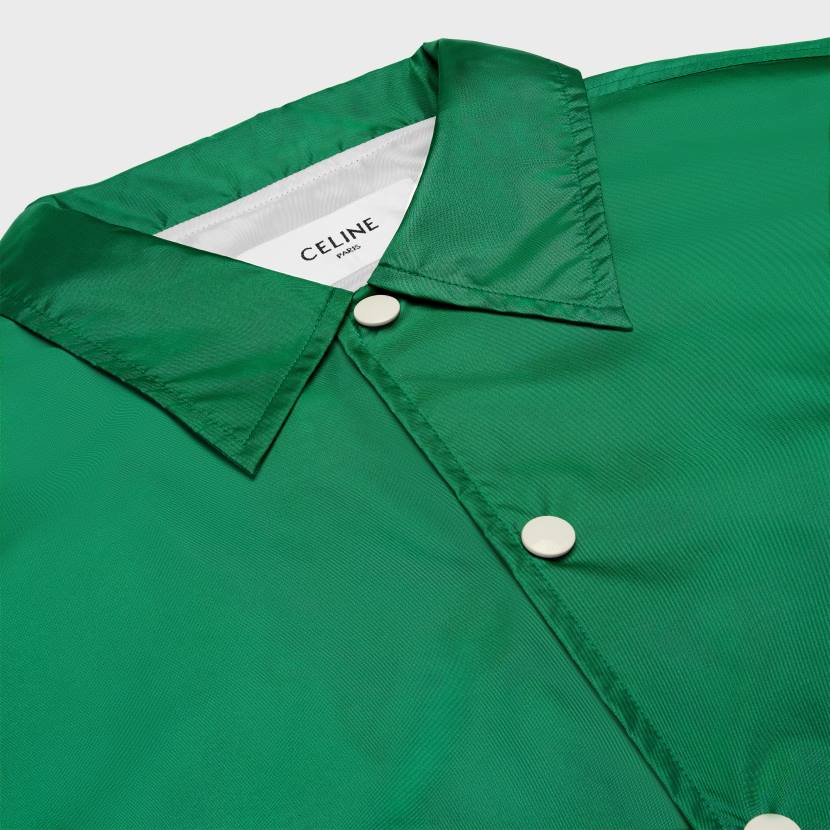 vestir CELINE Chaqueta larga estilo entrenador de nailon ligero verde hombres NL481851