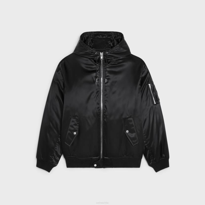 vestir CELINE cazadora bomber de nailon con acabado satinado negro hombres NL481828