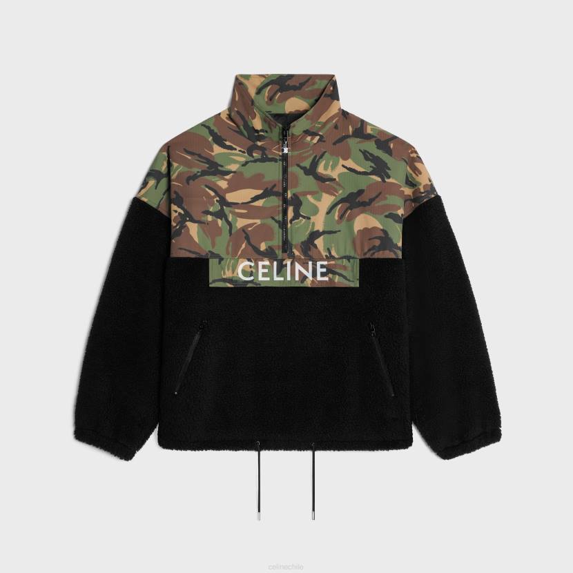 vestir CELINE chaqueta bimaterial negro/camuflaje hombres NL481806