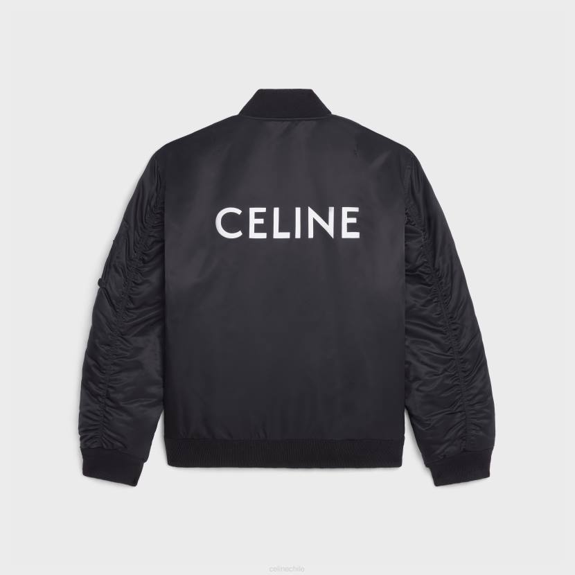 vestir CELINE chaqueta bomber de sarga de nailon negro hombres NL481829