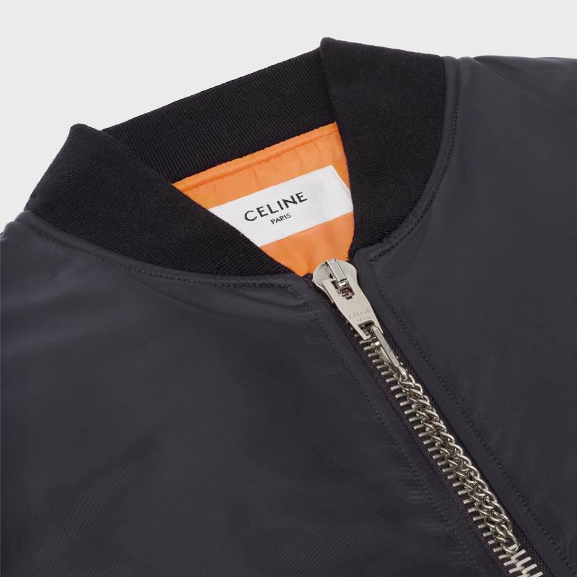 vestir CELINE chaqueta bomber de sarga de nailon negro hombres NL481829