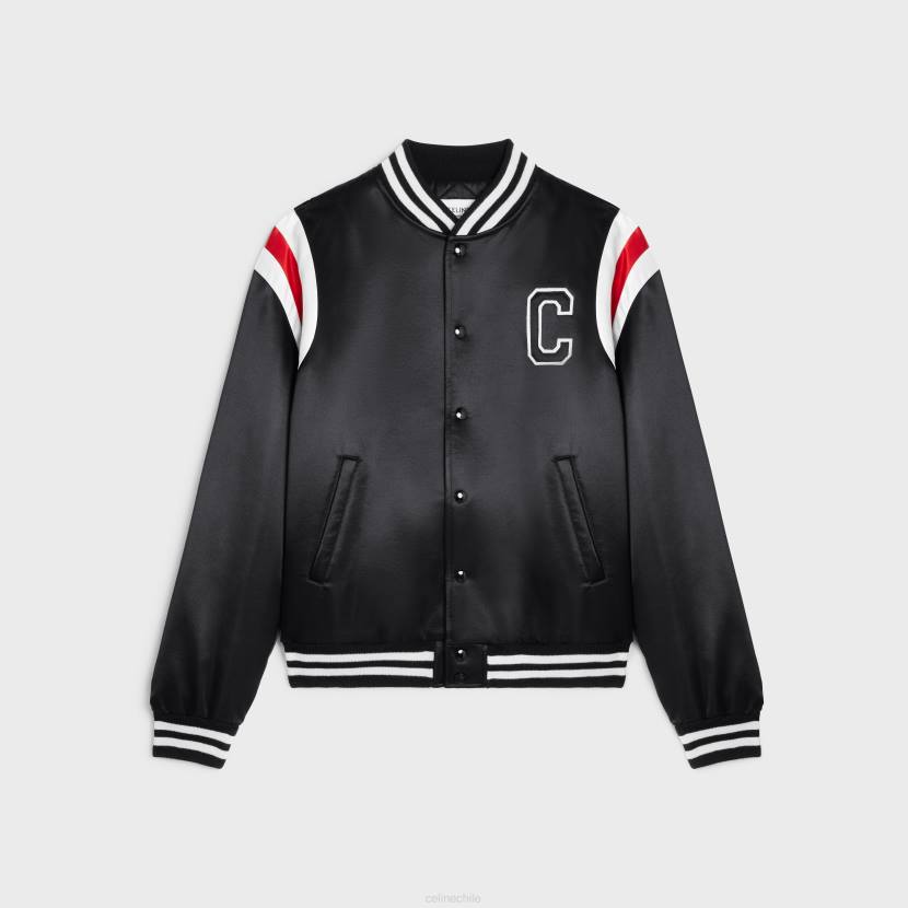 vestir CELINE chaqueta bomber de satén grueso negro hombres NL481843