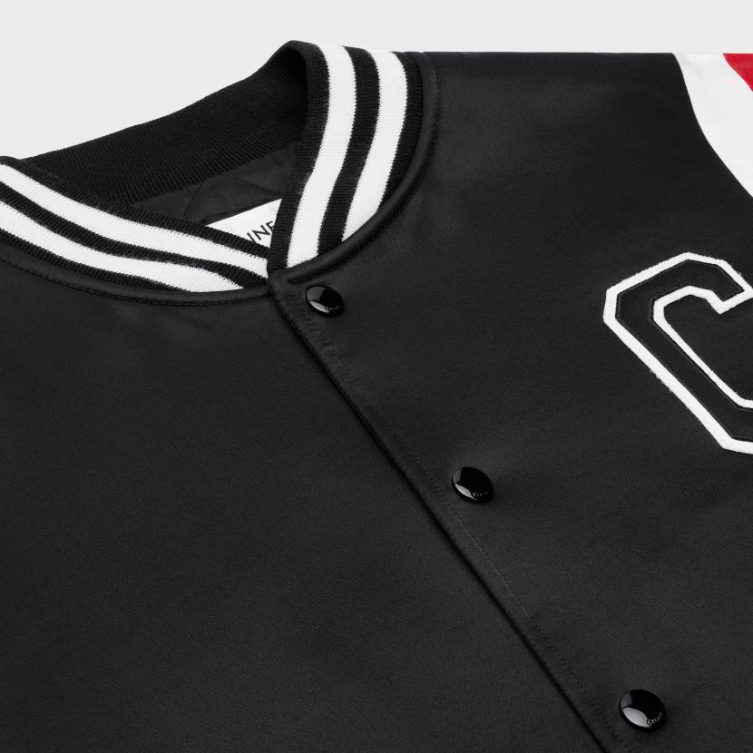 vestir CELINE chaqueta bomber de satén grueso negro hombres NL481843