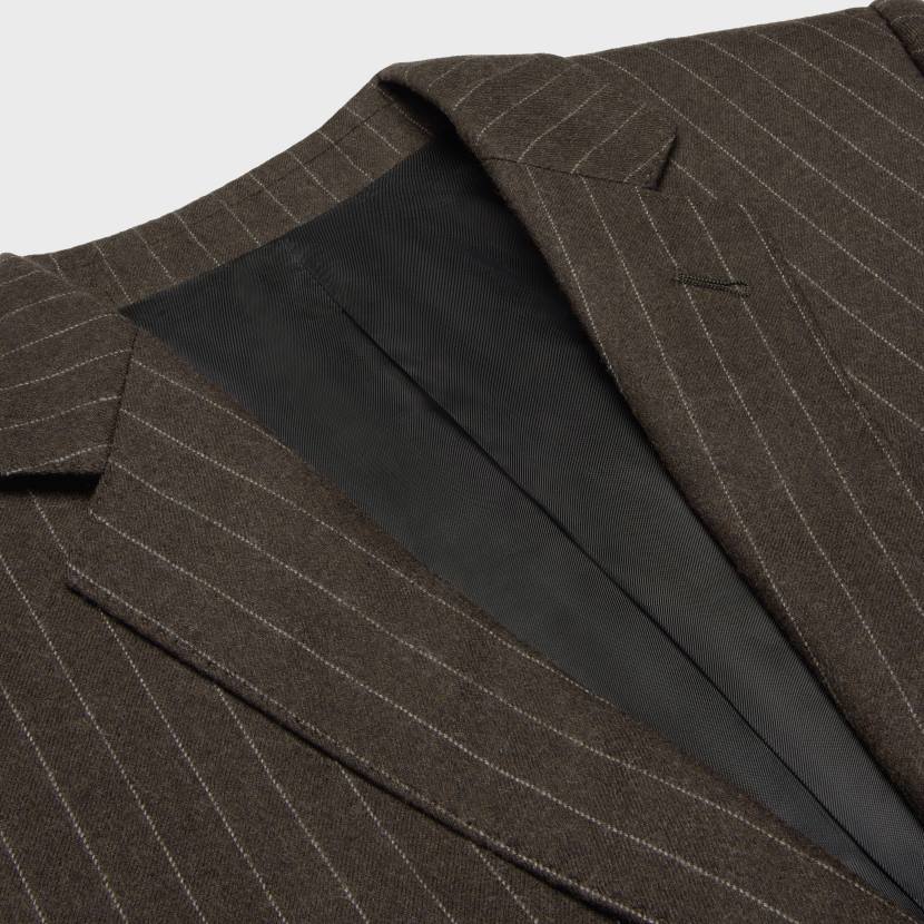 vestir CELINE chaqueta carnaby con chaqueta de franela a rayas marrón/craie hombres NL481878