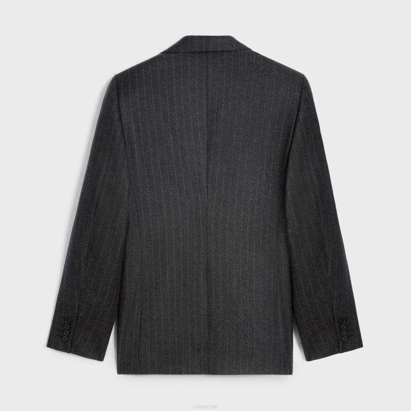 vestir CELINE chaqueta clásica de franela a rayas mezcla de grises hombres NL481876