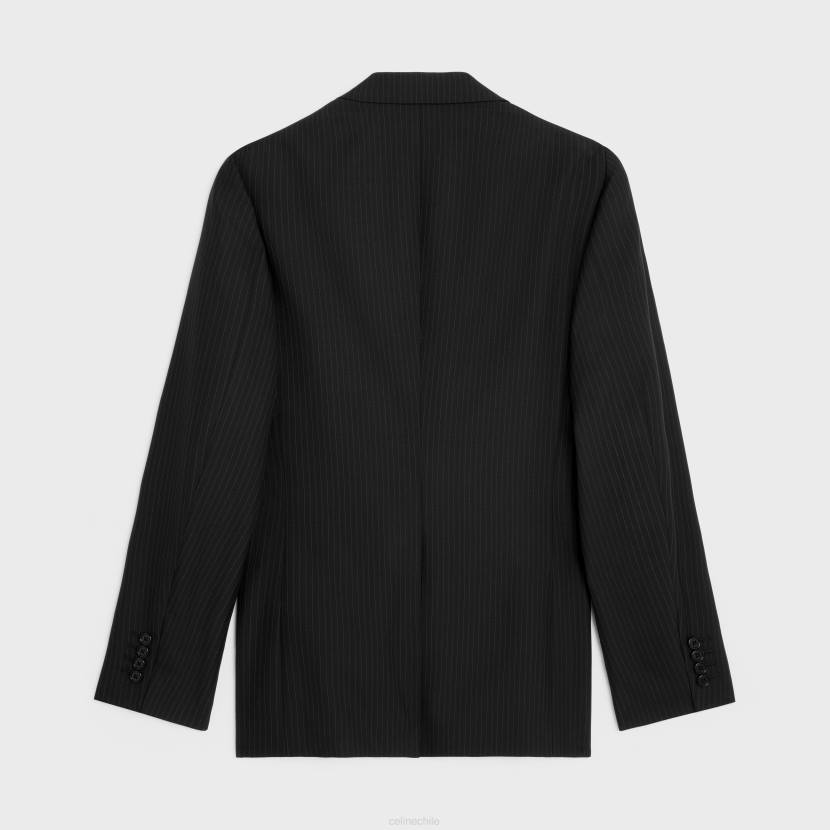 vestir CELINE chaqueta clásica de franela a rayas negro/gris hombres NL481875