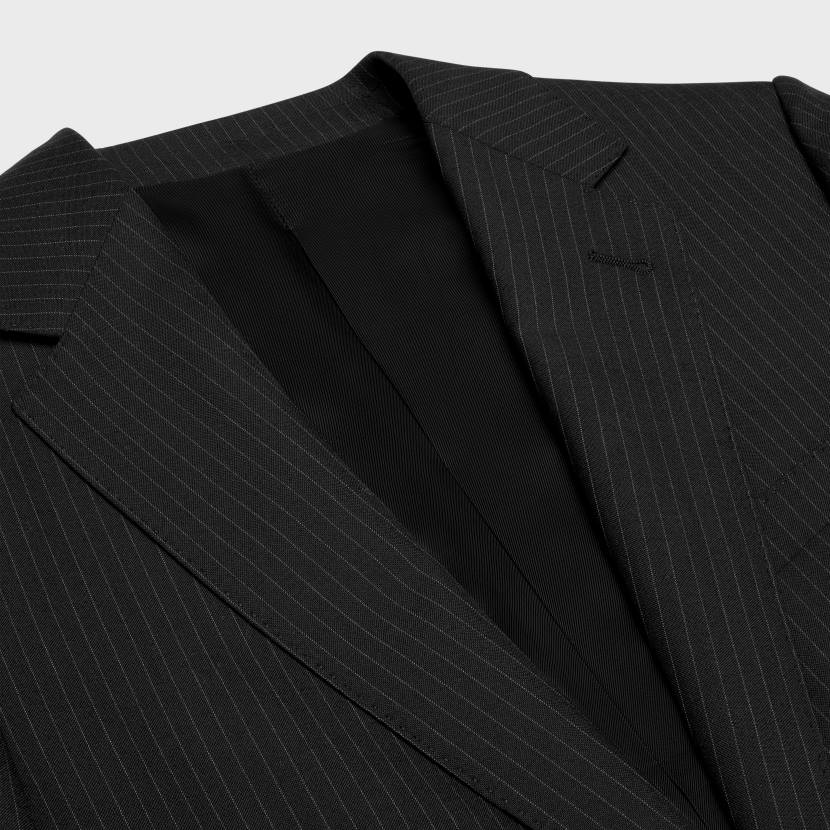 vestir CELINE chaqueta clásica de franela a rayas negro/gris hombres NL481875