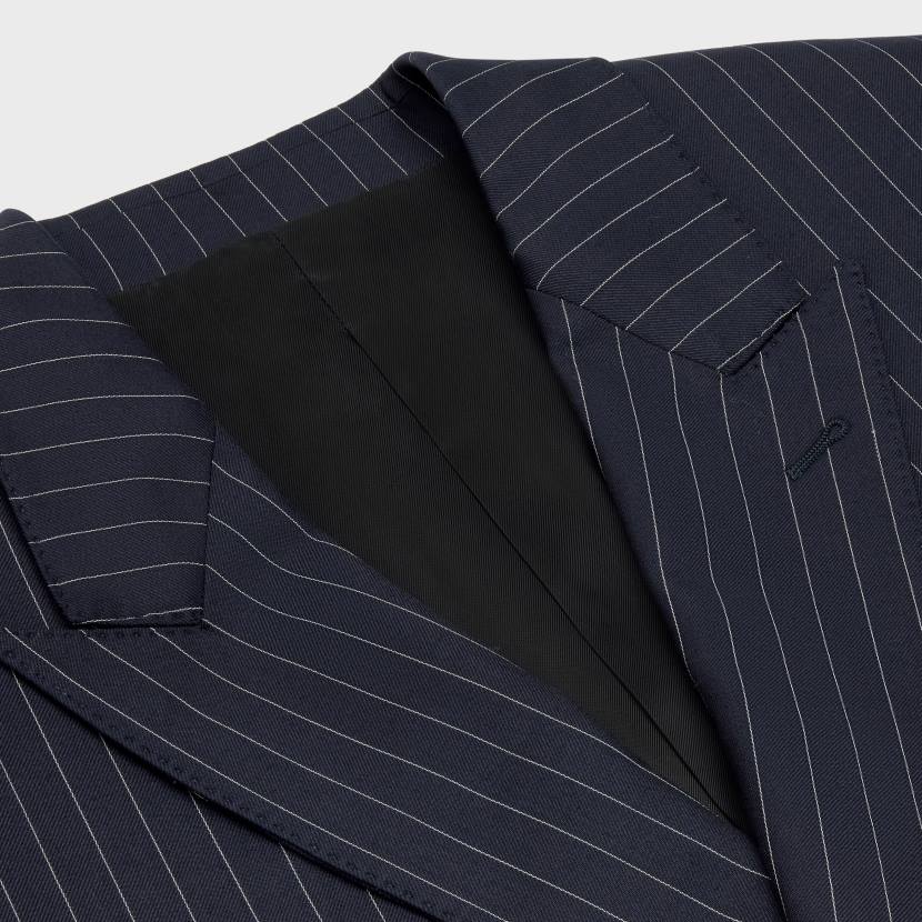 vestir CELINE chaqueta cuadrada de lana de cachemir a rayas marino/craie hombres NL481885