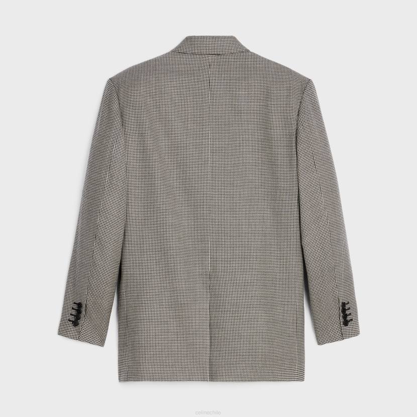 vestir CELINE chaqueta cuadrada de lana de cachemir craie/negro hombres NL481886