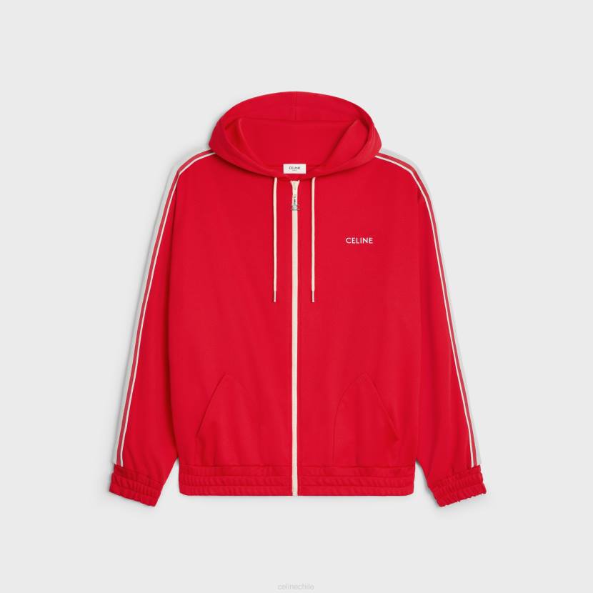 vestir CELINE chaqueta de chándal de punto de doble cara rojo/blanquecino hombres NL481953