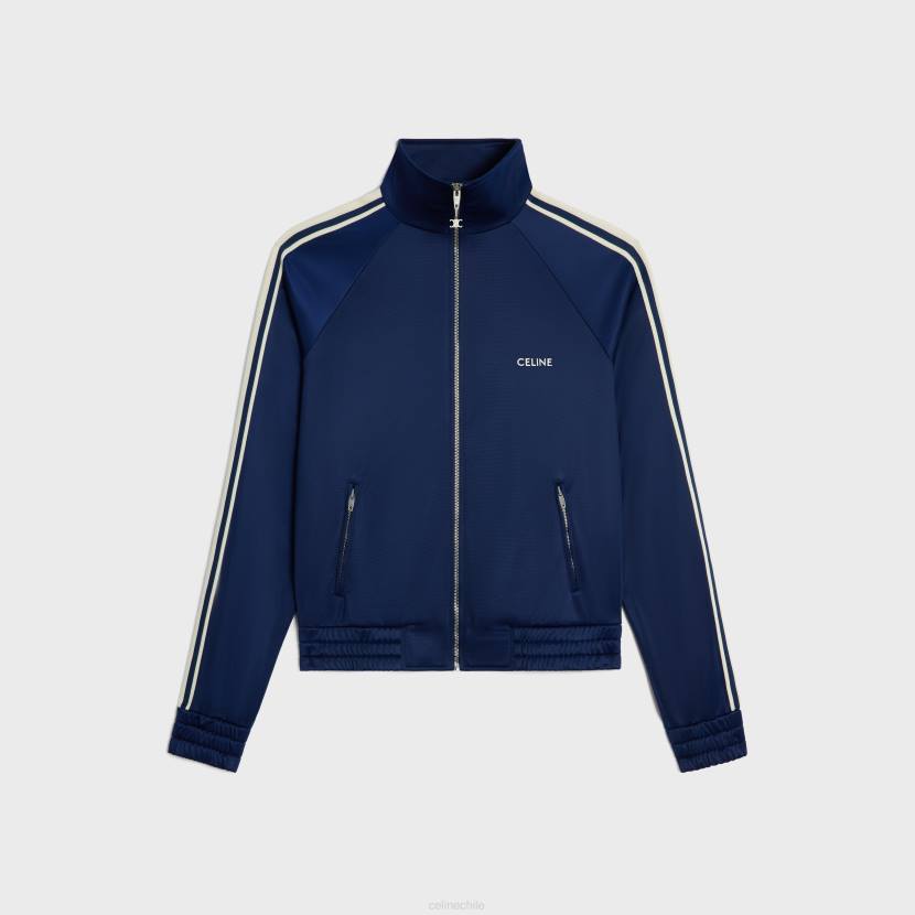vestir CELINE chaqueta de chándal de punto doble vintage azul marino/blanco roto hombres NL481808