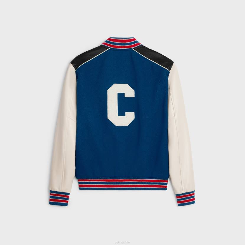 vestir CELINE chaqueta de peluche clásica en lana texturizada cobalto hombres NL481839