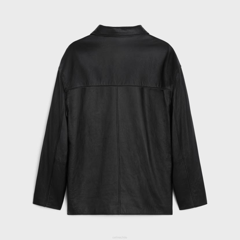 vestir CELINE chaqueta de policía en piel de cordero suave negro hombres NL481779