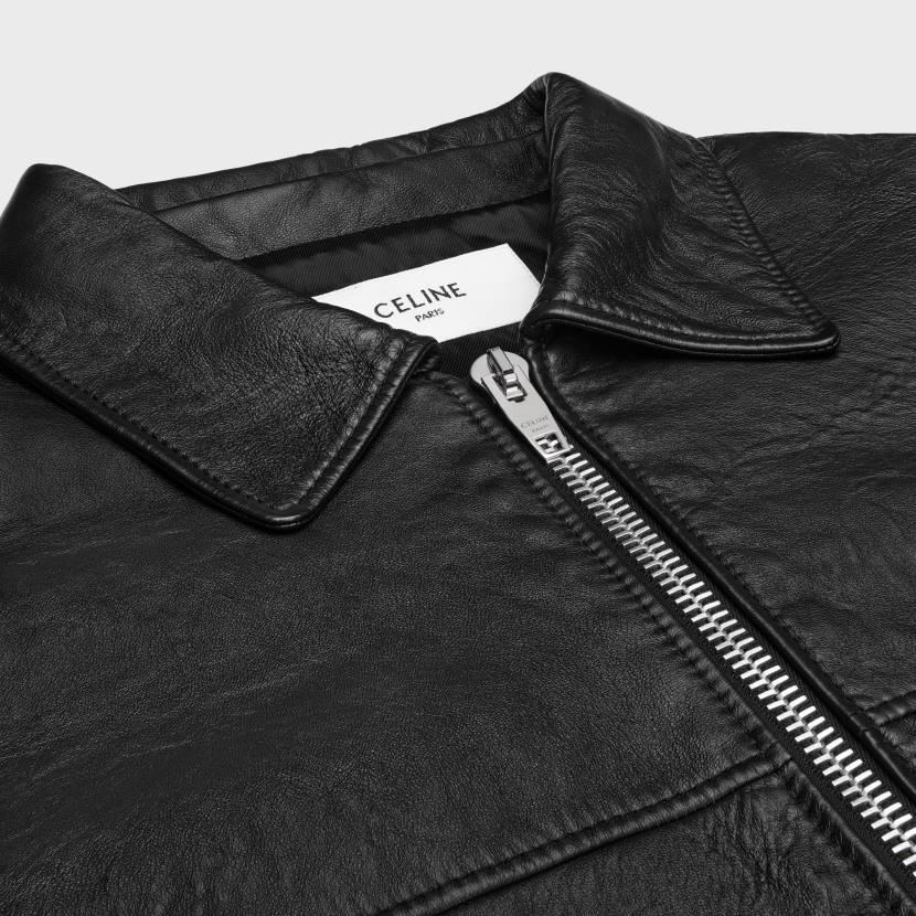 vestir CELINE chaqueta de policía en piel de cordero suave negro hombres NL481779