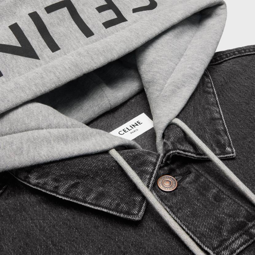 vestir CELINE chaqueta estilo camionero en denim lavado de carbón hombres NL481785